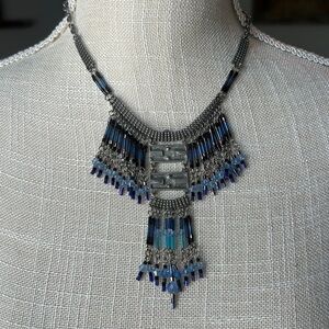& Other Stories Silver and Blue Statement Necklace
